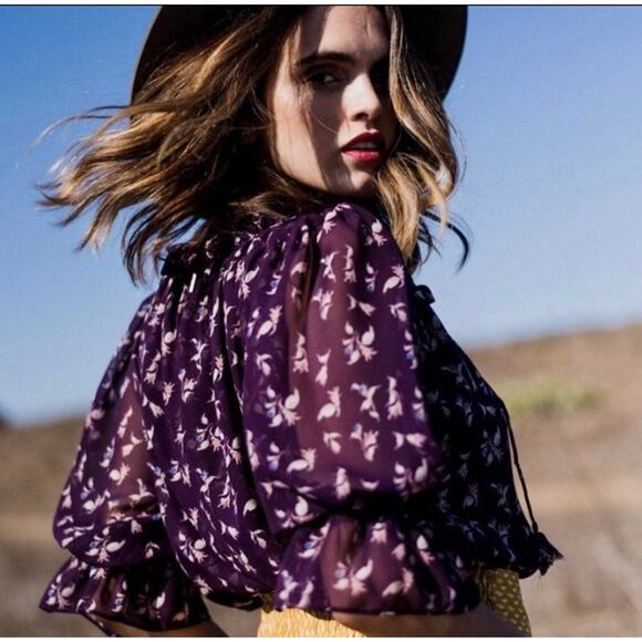 MISA LOS ANGELES Tiered Ruffle Purple Floral Dress – Small - Picture 6 of 13